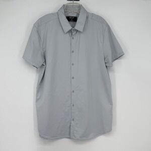 BYLT Premium Basics Men Executive Fit Short Sleeve Button Down Shirt XL Grey